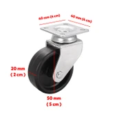 Ofis Koltuk Tekeri Vidalı Yük Taşıma Mobilya Alışveriş Sepeti Tablalı Teker 50 MM x 20 mm Siyah - 2
