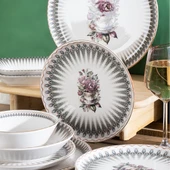 Perotti Antique Altın yaldızlı Stoneware Yemek Takımı 27 Parça 6 Kişilik Yemek Seti - 3