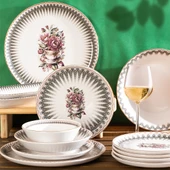 Perotti Antique Altın yaldızlı Stoneware Yemek Takımı 27 Parça 6 Kişilik Yemek Seti - 2