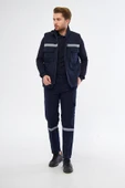mervem Safety Yelek Pantolon 7/7 Gabardin %100 Pamuk Kapitoneli Reflektörlü Kışlık Lacivert - 3