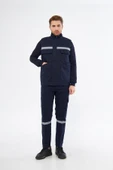 mervem Safety Yelek Pantolon 7/7 Gabardin %100 Pamuk Kapitoneli Reflektörlü Kışlık Lacivert - 1