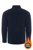 SUVASS CO Champ Erkek Lacivert Polar Tam Fermuarlı 3 Cepli Kalın Outdoor Polar Ceket Tactical Fleece - 4