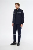 mervem Safety Yelek Pantolon 7/7 Gabardin %100 Pamuk Kapitoneli Reflektörlü Kışlık Lacivert - 4