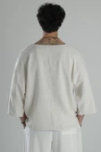 Kaplumbağa Detaylı Keten T-Shirt - 4