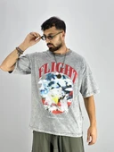 Erkek Yıkamalı Kumaş Baskılı T-Shirt - 2