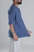 Yıkamalı Mavi Oversize T-Shirt - 3