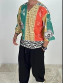 Etnik Desenli Fakir Kol T-Shirt - 3