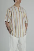 Çizgili İp Detaylı T-Shirt - 3
