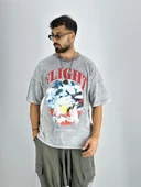 Erkek Yıkamalı Kumaş Baskılı T-Shirt - 1