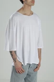 Fakir Kol Beyaz Oversize Viscon T-Shirt - 3