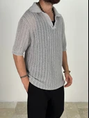 Örme Triko Polo Gri T-Shirt - 2