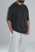 Yıkamalı Antrasit Oversize T-Shirt - 1