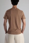 Jakarlı Kahve Örme T-Shirt - 3