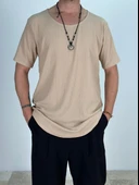 Lycralı Bej T-Shirt - 1
