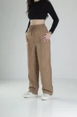 Aerobin Keten Kumaş Kahve Baggy Pantolon - 3