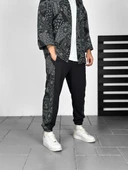 Etnik Desenli Şeritli Jogger Pantolon - 1