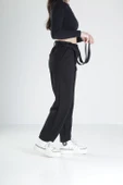 Pileli Siyah Jogger Pantolon - 3