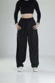 Aerobin Keten Kumaş Siyah Baggy Pantolon - 1