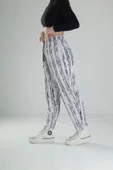 Bürümcük Kumaş Beyaz Desenli Baget Pantolon - 2