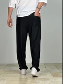 Fitilli Kumaş Siyah Baggy Pantolon - 4