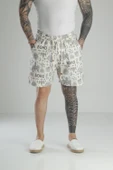 Boho Baskılı Keten Şort - 4