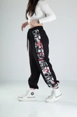 Çizgi Roman Desenli Siyah Jogger - 2