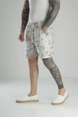 Boho Baskılı Keten Şort - 2