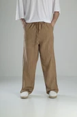 Aerobin Keten Kahve Baggy Pantolon - 1