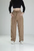 Aerobin Keten Kumaş Kahve Baggy Pantolon - 1