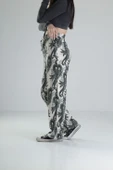 Yeşil Yaprak Desenli Baggy Pantolon - 3
