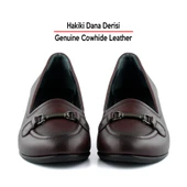 Erkan Saçmacı Elize Bordo Hakiki Dana Derisi Kalın Topuklu Loafer Ayakkabı - 4
