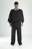 Oversize Siyah Keten Takım - 4