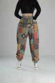 Yama Desenli Rahat Kesim Bürümcük Jogger Pantolon - 4
