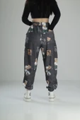 Ayıcık Desenli Rahat Kesim Bürümcük Jogger Pantolon - 4