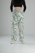 Yeşil Etnik Desenli Baggy Pantolon - 1