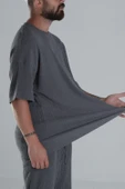 Antrasit Bürümcük Kumaş Oversize Takım - 2