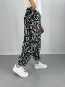 Erkek Siyah Beyaz Grafiti Spor Şalvar - 1