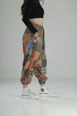 Yama Desenli Rahat Kesim Bürümcük Jogger Pantolon - 3