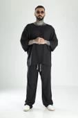 Oversize Siyah Keten Takım - 3