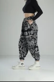 Etnik Desenli Pileli Jogger Pantolon - 2