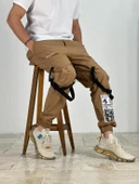 Premium Kalite Yazlık Bej Paraşüt Kumaş Jogger - 5