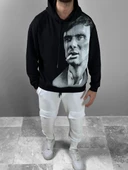 Üç İplik Siyah Thomas Hoodie - 1