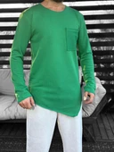 Asimetrik Cep Detaylı Yeşil Sweat - 4
