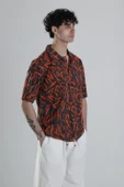 Turuncu Grafiti Desenli Gömlek - 4