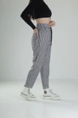 Bürümcük Kumaş Çizgili Baget Pantolon - 3