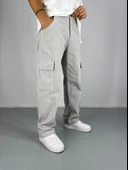 Erkek Premium Kalite Gri Kargo Pantolon - 2