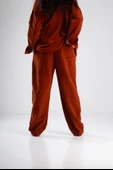 Kadife Bordo Oversize Takım - 4