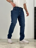 Premium Kalite Regular Kalıp Lacivert Likralı Kot Pantolon - 3