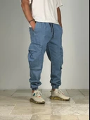 Premium Kalite Büyük Cepli Mavi Jogger Pantolon - 2