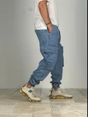 Premium Kalite Büyük Cepli Mavi Jogger Pantolon - 3